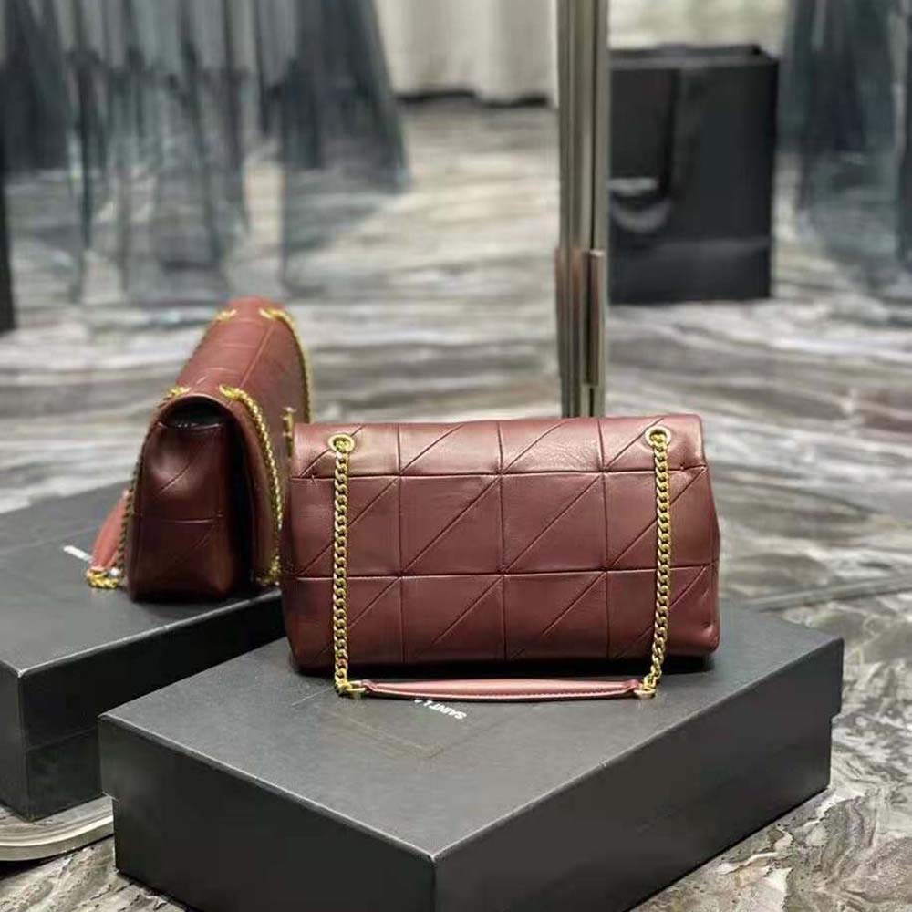 Saint Laurent YSL Women Jamie Medium Carre Reive Gauche in Lambskin-Maroon - image 4