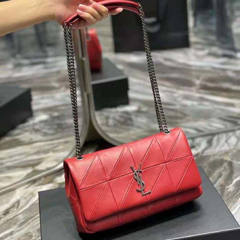Saint Laurent YSL Women Jamie Medium Carre Reive Gauche in Lambskin-Red - image 2