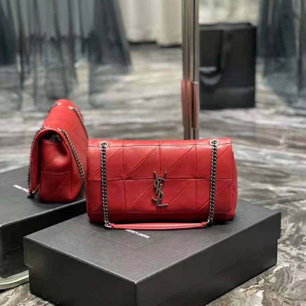 Saint Laurent YSL Women Jamie Medium Carre Reive Gauche in Lambskin-Red - image 3