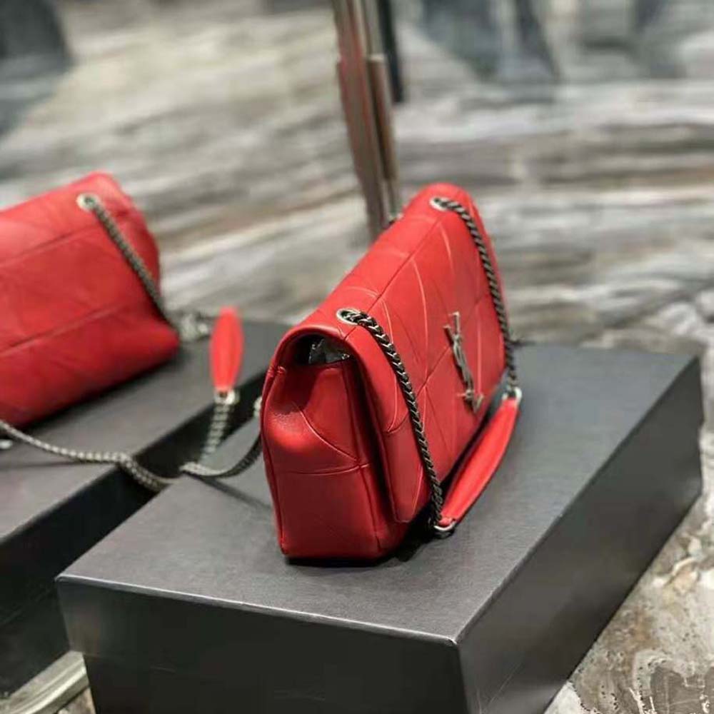 Saint Laurent YSL Women Jamie Medium Carre Reive Gauche in Lambskin-Red - image 6