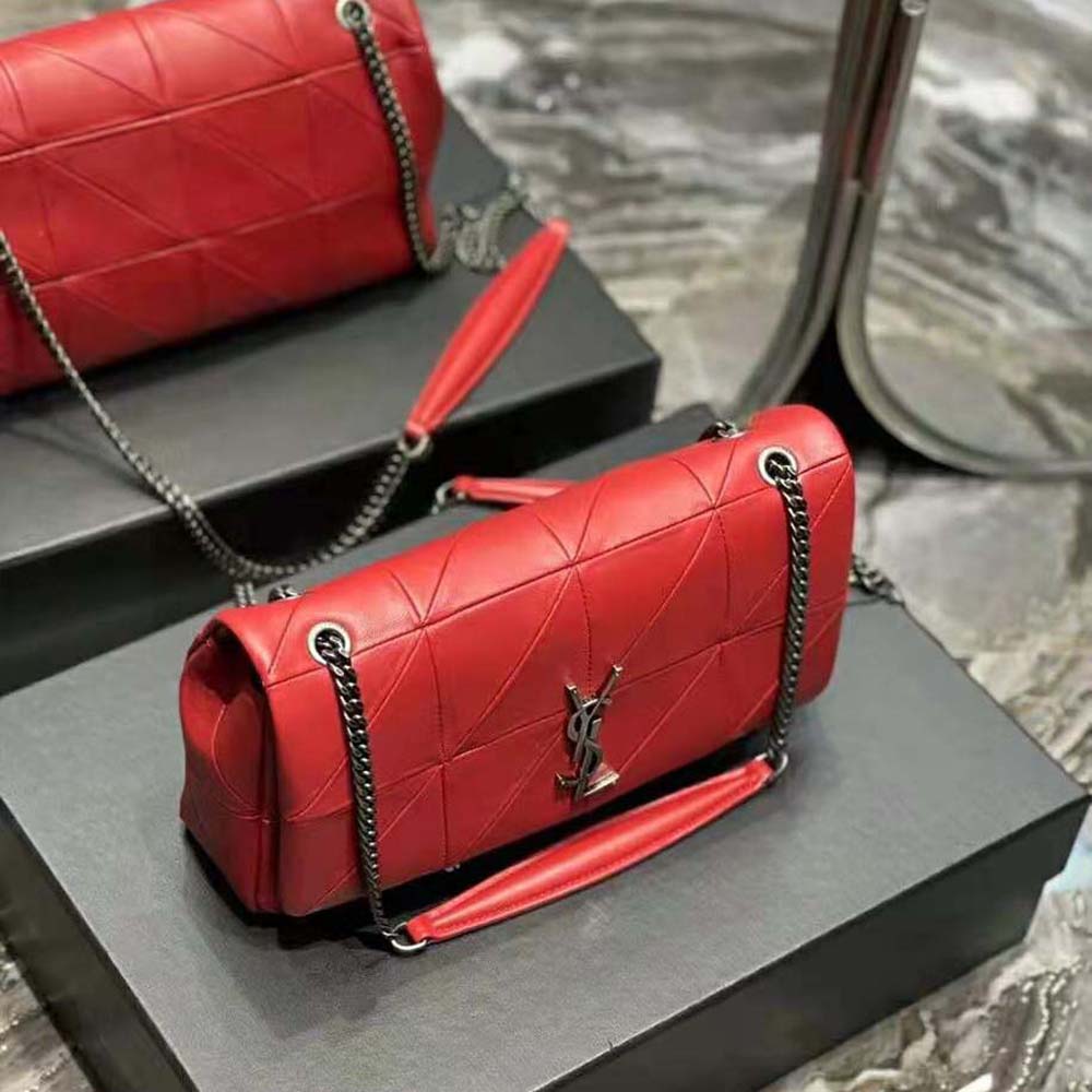 Saint Laurent YSL Women Jamie Medium Carre Reive Gauche in Lambskin-Red - image 5