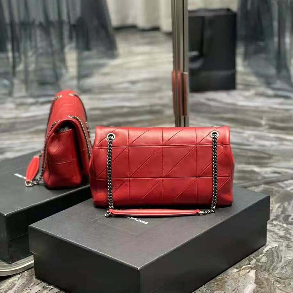 Saint Laurent YSL Women Jamie Medium Carre Reive Gauche in Lambskin-Red - image 4