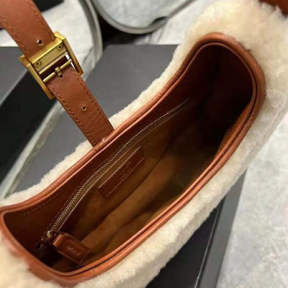 Saint Laurent YSL Women Le Fermoir Hobo Bag in Merino Shearling - image 10