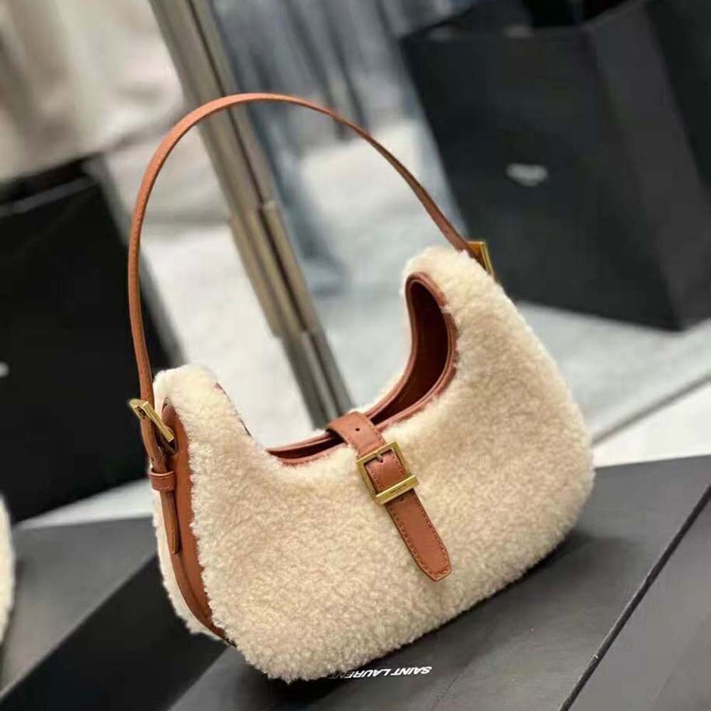 Saint Laurent YSL Women Le Fermoir Hobo Bag in Merino Shearling - image 3