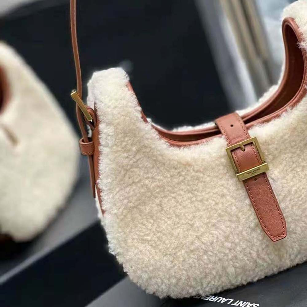 Saint Laurent YSL Women Le Fermoir Hobo Bag in Merino Shearling - image 7