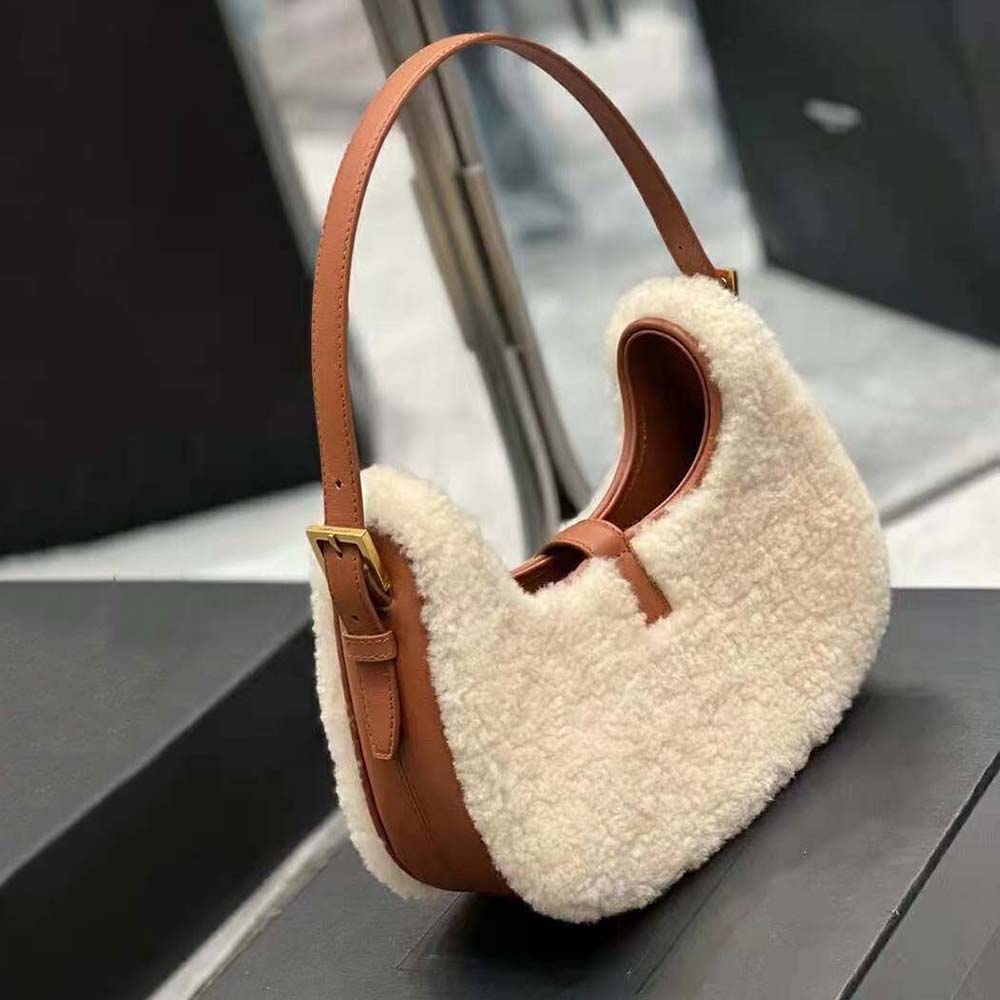 Saint Laurent YSL Women Le Fermoir Hobo Bag in Merino Shearling - image 5