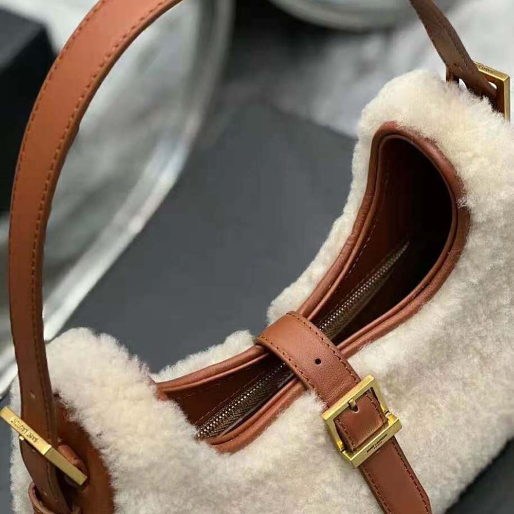 Saint Laurent YSL Women Le Fermoir Hobo Bag in Merino Shearling - image 8