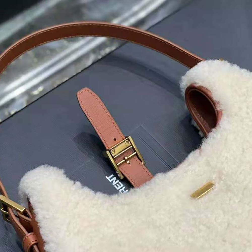 Saint Laurent YSL Women Le Fermoir Hobo Bag in Merino Shearling - image 9