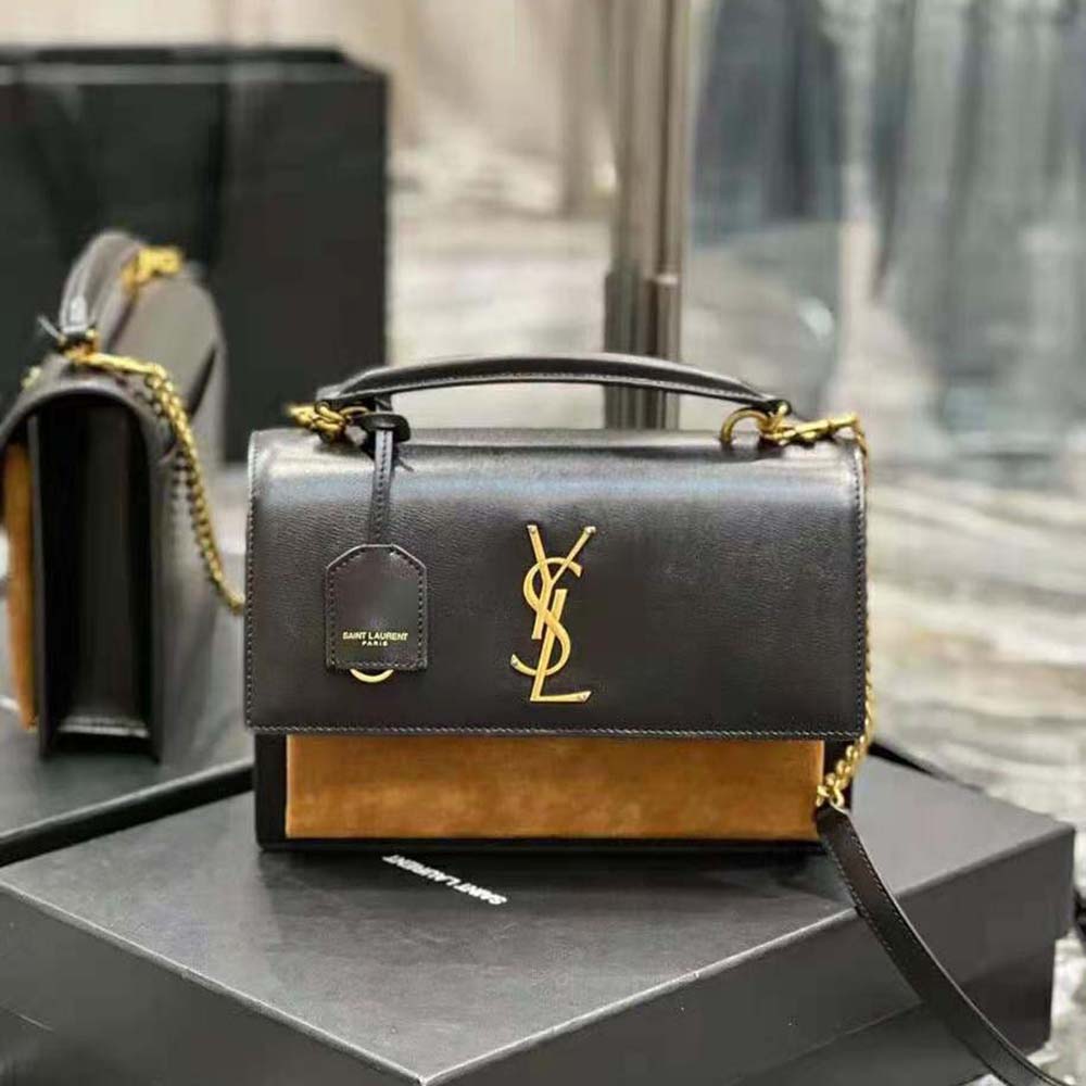 Saint Laurent YSL Women Medium Sunset Satchel in Shiny Vegetable-Tanned Leather - image 2