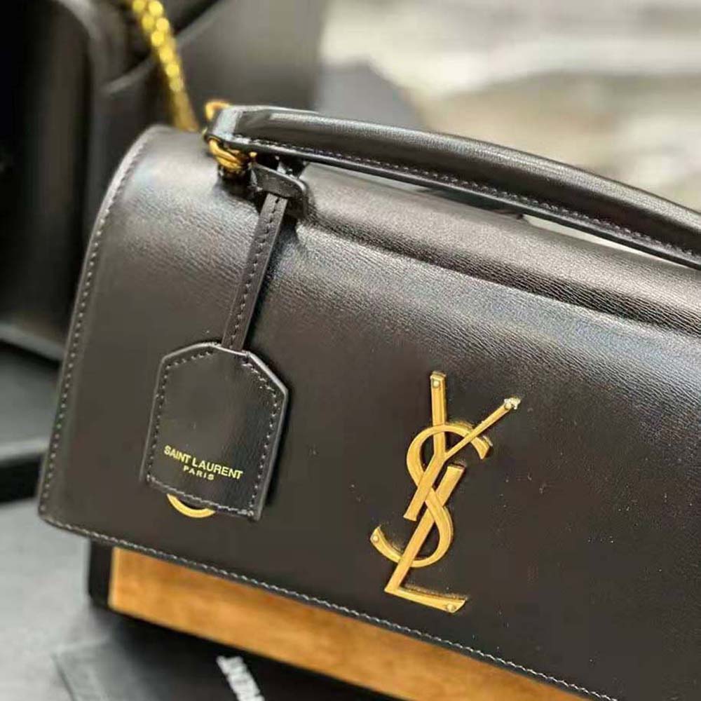 Saint Laurent YSL Women Medium Sunset Satchel in Shiny Vegetable-Tanned Leather - image 8