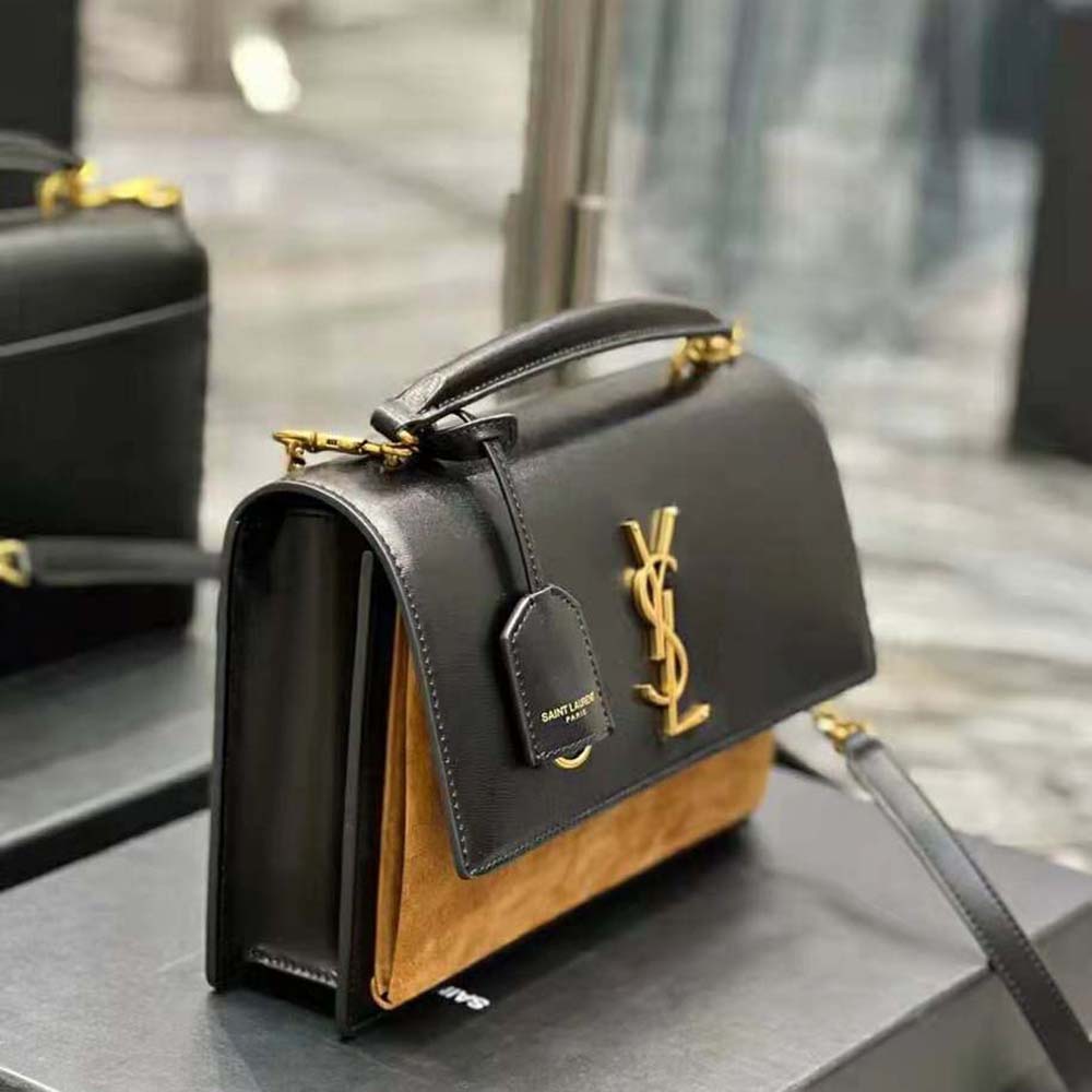 Saint Laurent YSL Women Medium Sunset Satchel in Shiny Vegetable-Tanned Leather - image 4