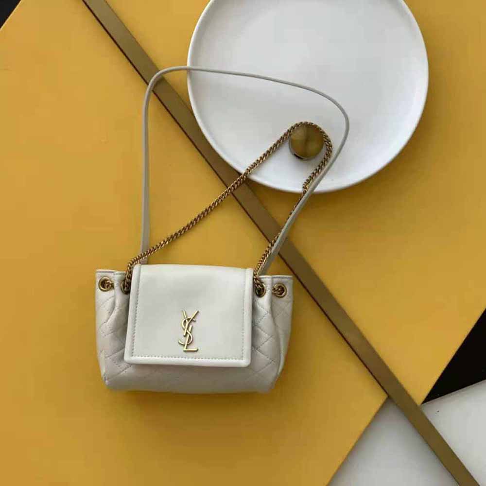 Saint Laurent YSL Women Mini Nolita in Lambskin-White - image 2