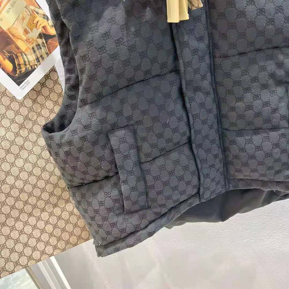 Balenciaga Men Hacker Cocoon Puffer Gilet in Black Canvas Jacquard - image 5