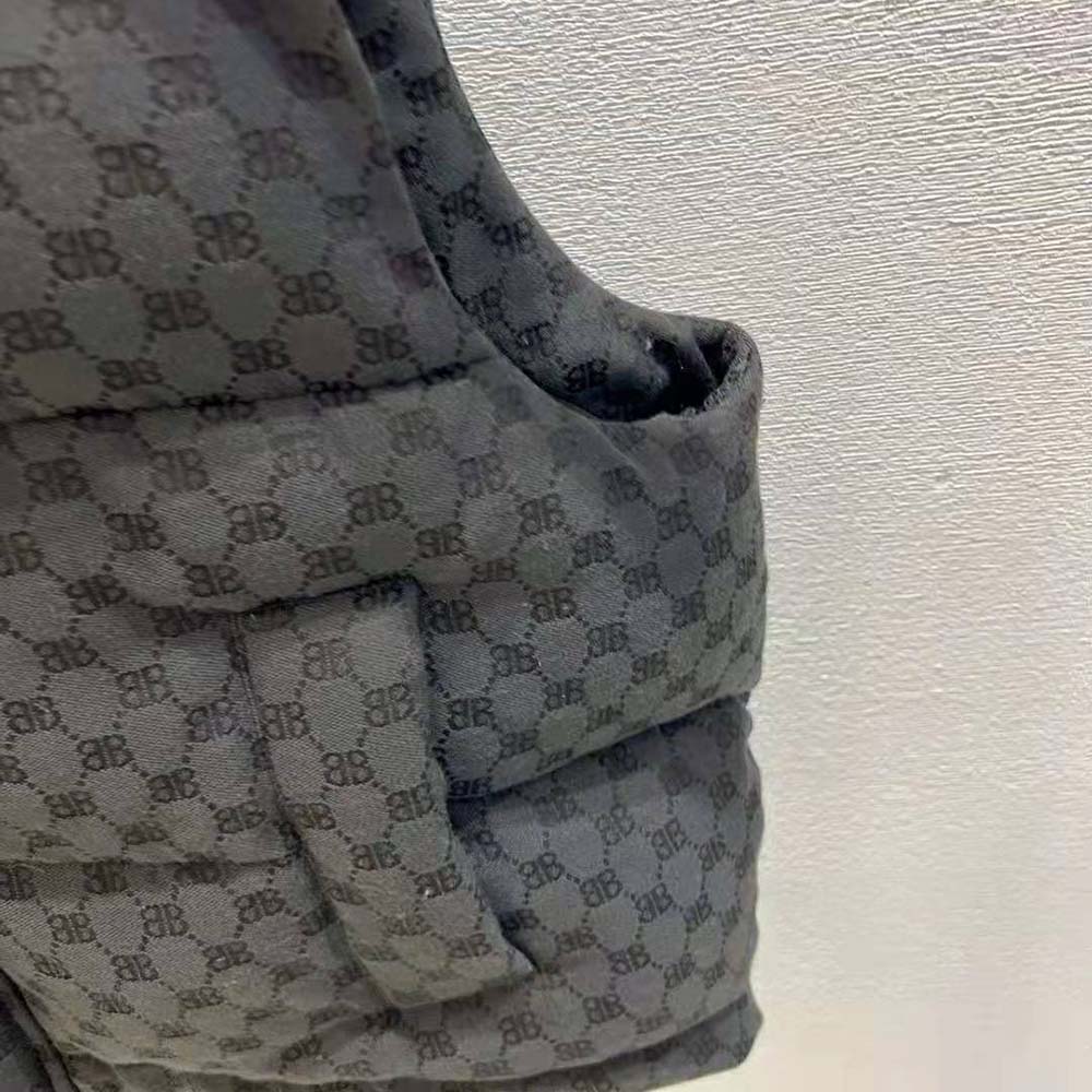 Balenciaga Men Hacker Cocoon Puffer Gilet in Black Canvas Jacquard - image 4