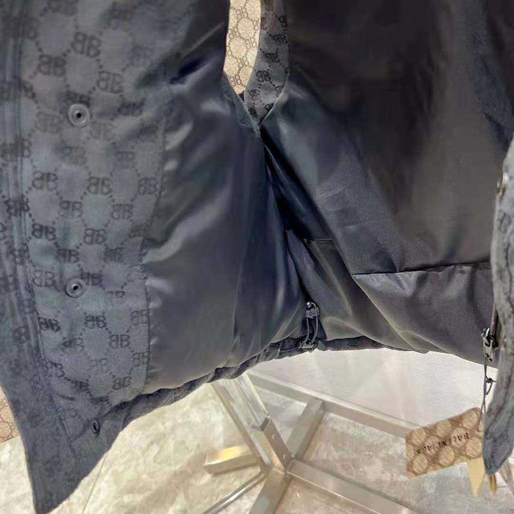 Balenciaga Men Hacker Cocoon Puffer Gilet in Black Canvas Jacquard - image 9
