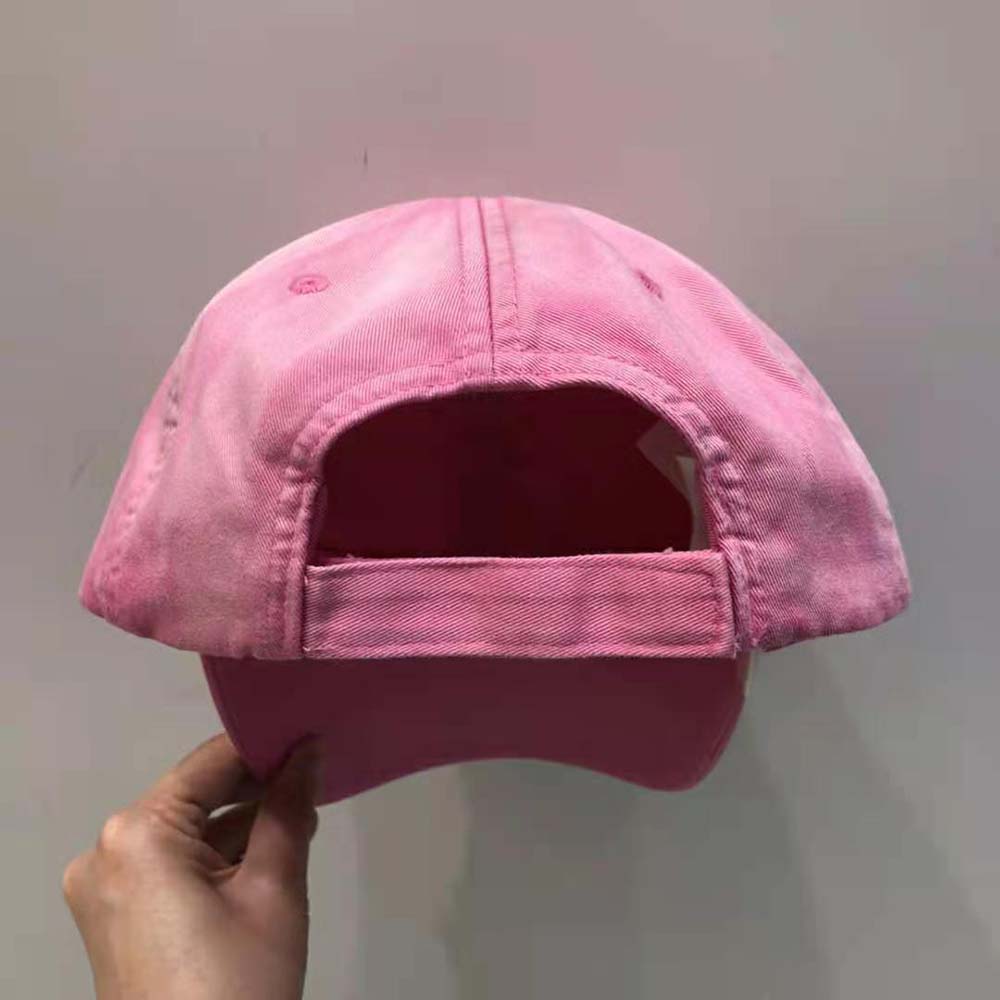Balenciaga Women Cap in Fuchsia/Black Embroidered Cotton - image 4