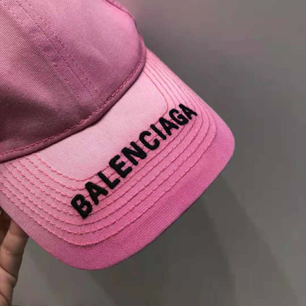 Balenciaga Women Cap in Fuchsia/Black Embroidered Cotton - image 6