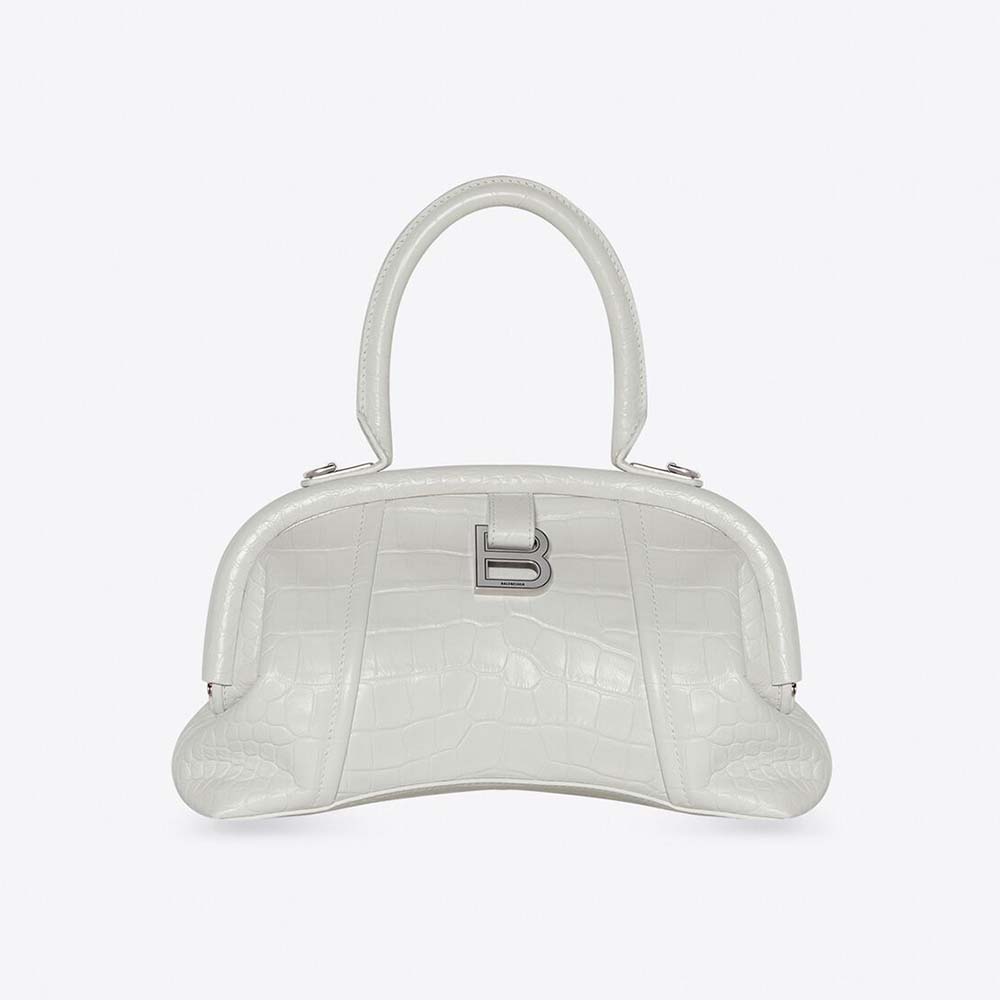 Front view of Balenciaga Women Editor Small Bag in white calfskin