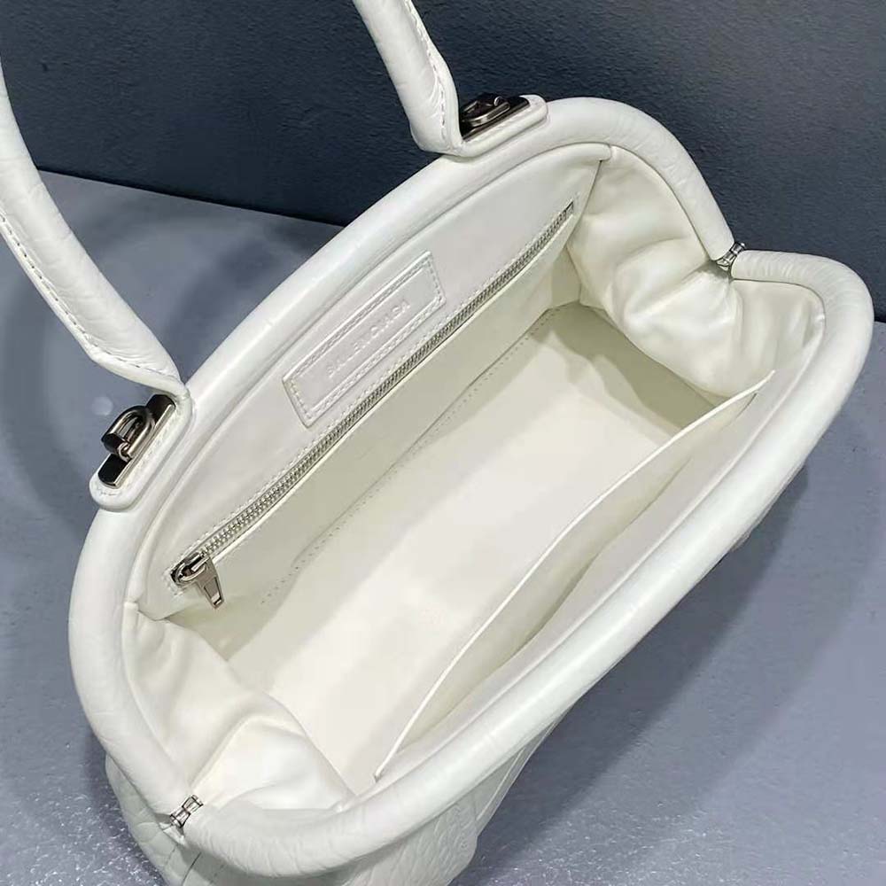 Balenciaga Women Editor Small Bag in Extra Supple Crocodile Embossed Calfskin in White - image 8