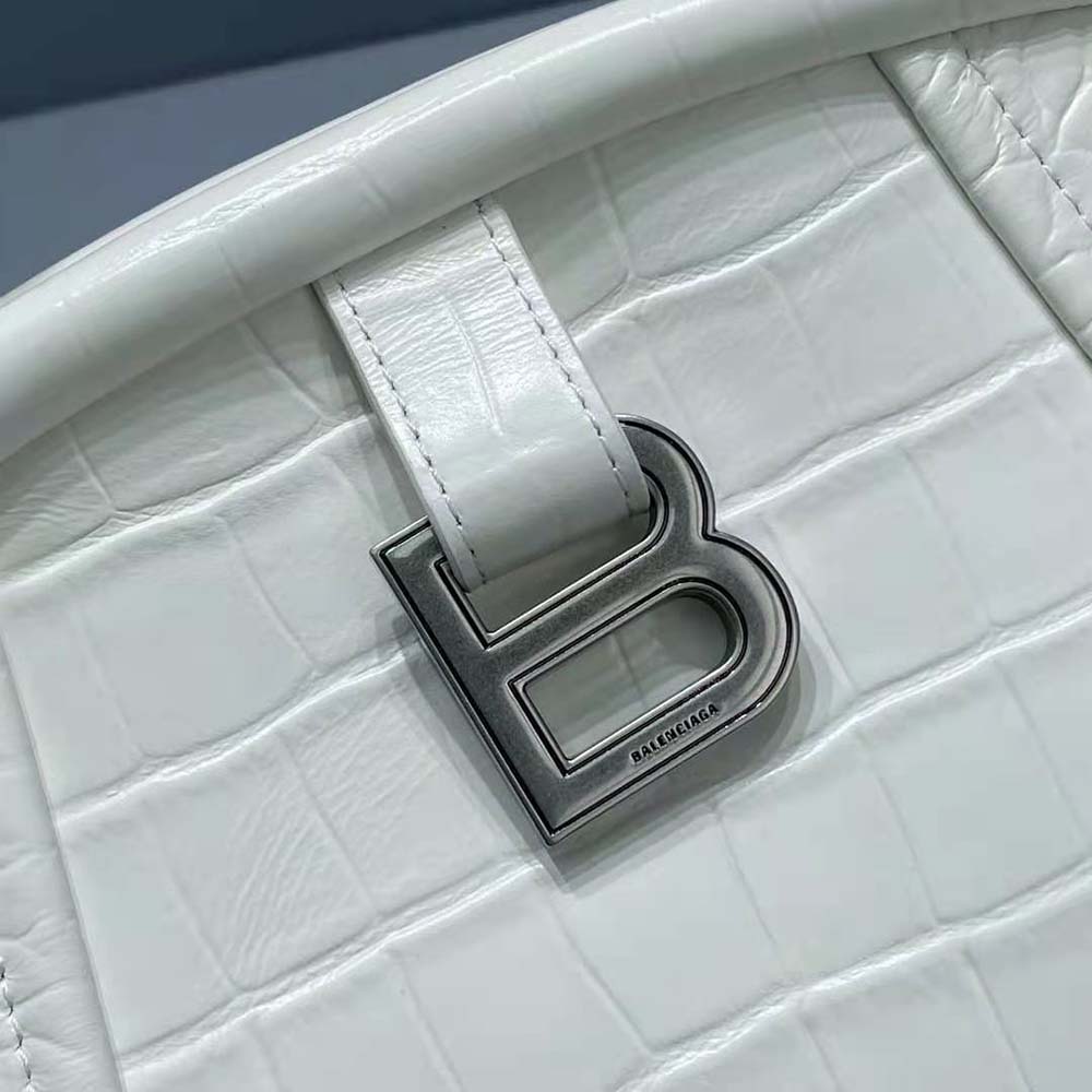 Balenciaga Women Editor Small Bag in Extra Supple Crocodile Embossed Calfskin in White - image 6