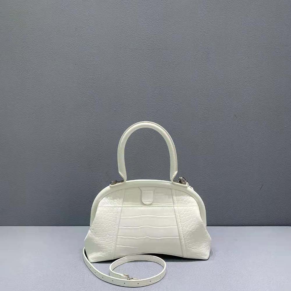 Balenciaga Women Editor Small Bag in Extra Supple Crocodile Embossed Calfskin in White - image 4