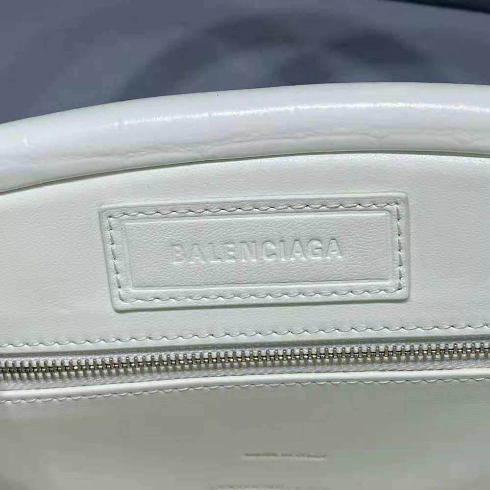 Balenciaga Women Editor Small Bag in Extra Supple Crocodile Embossed Calfskin in White - image 9