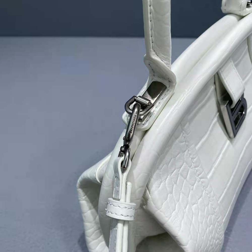 Balenciaga Women Editor Small Bag in Extra Supple Crocodile Embossed Calfskin in White - image 7