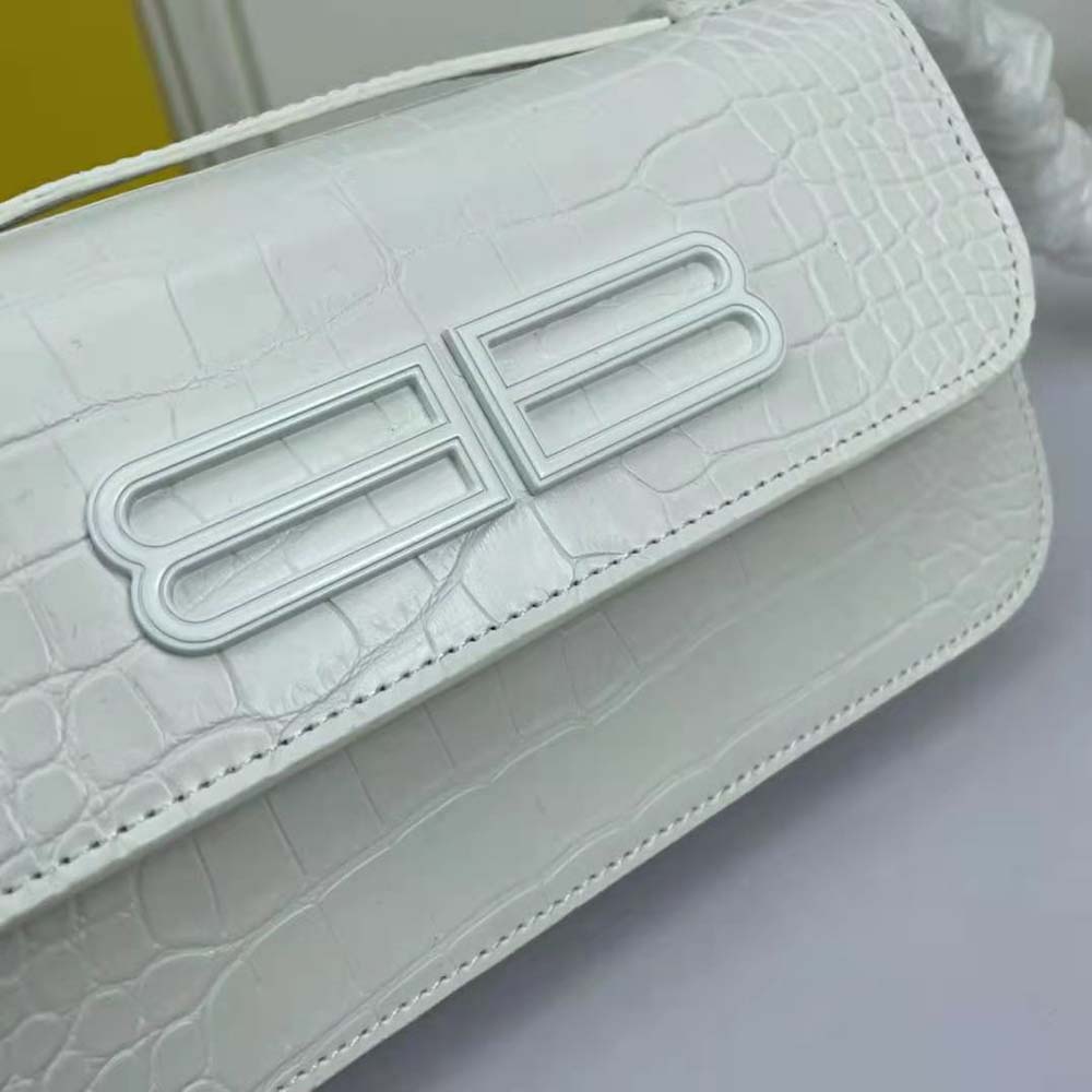 Balenciaga Women Gossip Small Bag in Extra Supple Crocodile Embossed Calfskin in White - image 8