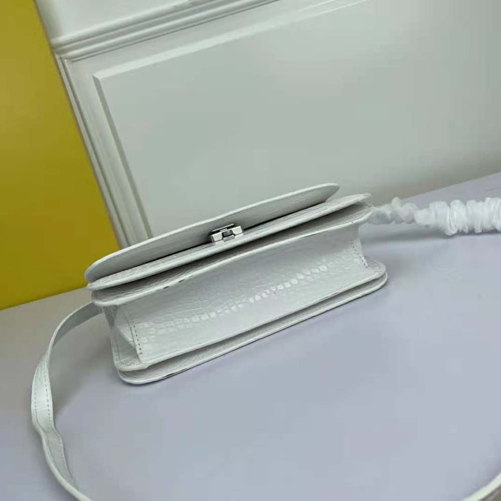 Balenciaga Women Gossip Small Bag in Extra Supple Crocodile Embossed Calfskin in White - image 5