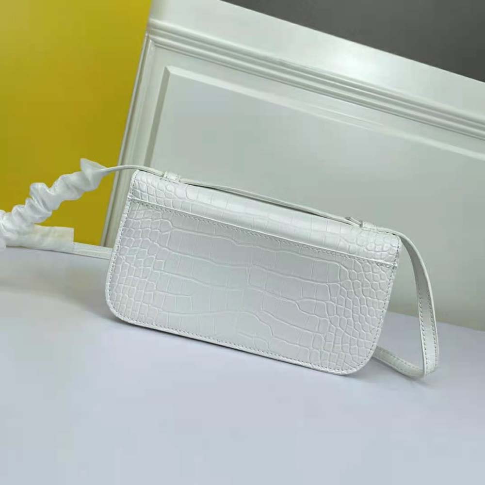 Balenciaga Women Gossip Small Bag in Extra Supple Crocodile Embossed Calfskin in White - image 4