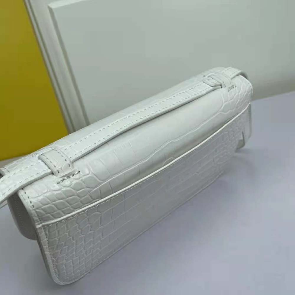 Balenciaga Women Gossip Small Bag in Extra Supple Crocodile Embossed Calfskin in White - image 6