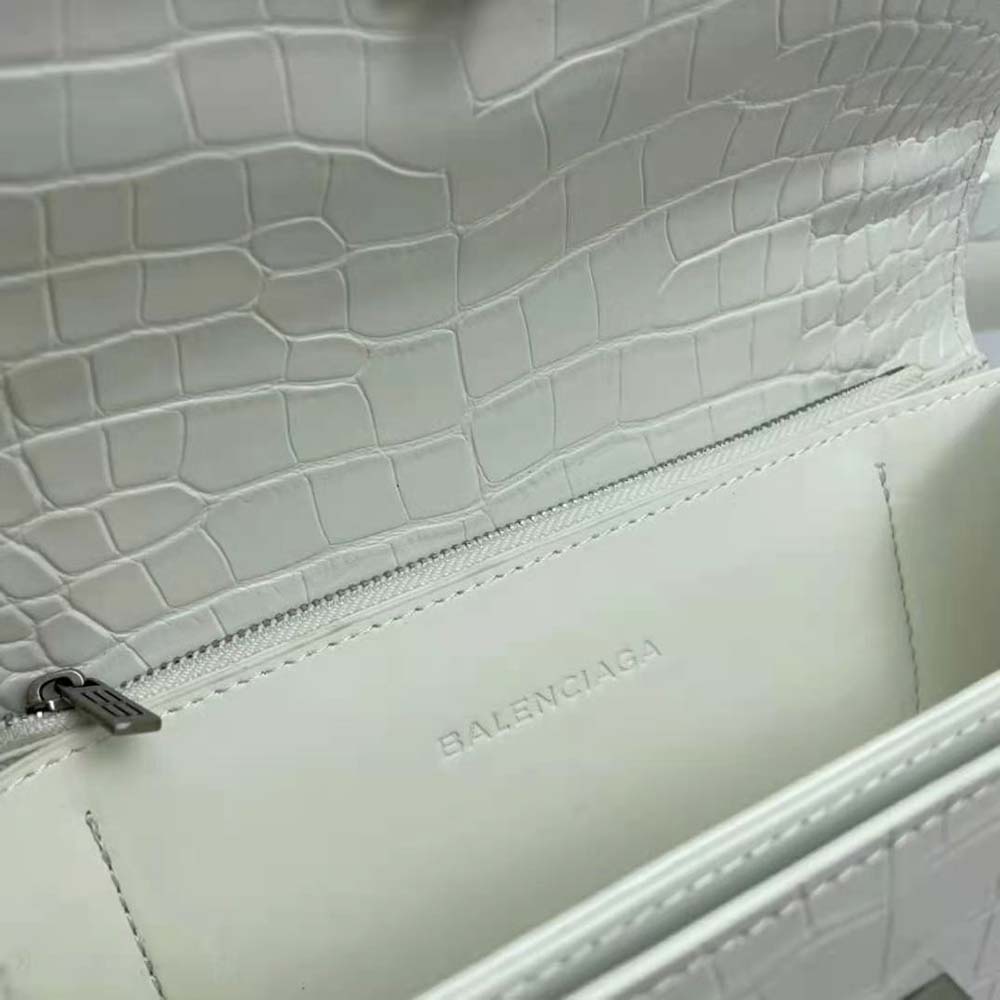 Balenciaga Women Gossip Small Bag in Extra Supple Crocodile Embossed Calfskin in White - image 9