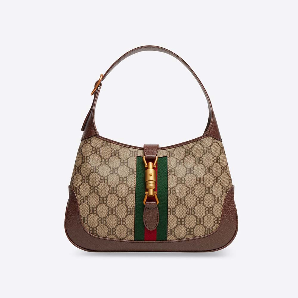 Front view of Balenciaga Women Hacker Medium Hobo Bag in beige coated canvas