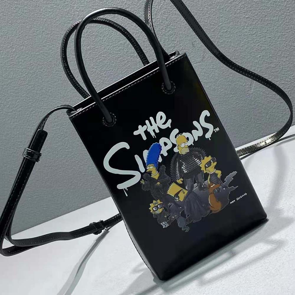 Balenciaga Women the Simpsons Tm 20th Television Mini Shopping Bag in Shiny Box Calfskin in Black - image 4