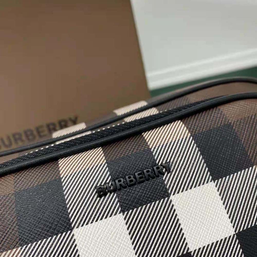 Burberry Men Check Crossbody Bag in Calf Leather-Brown - image 8