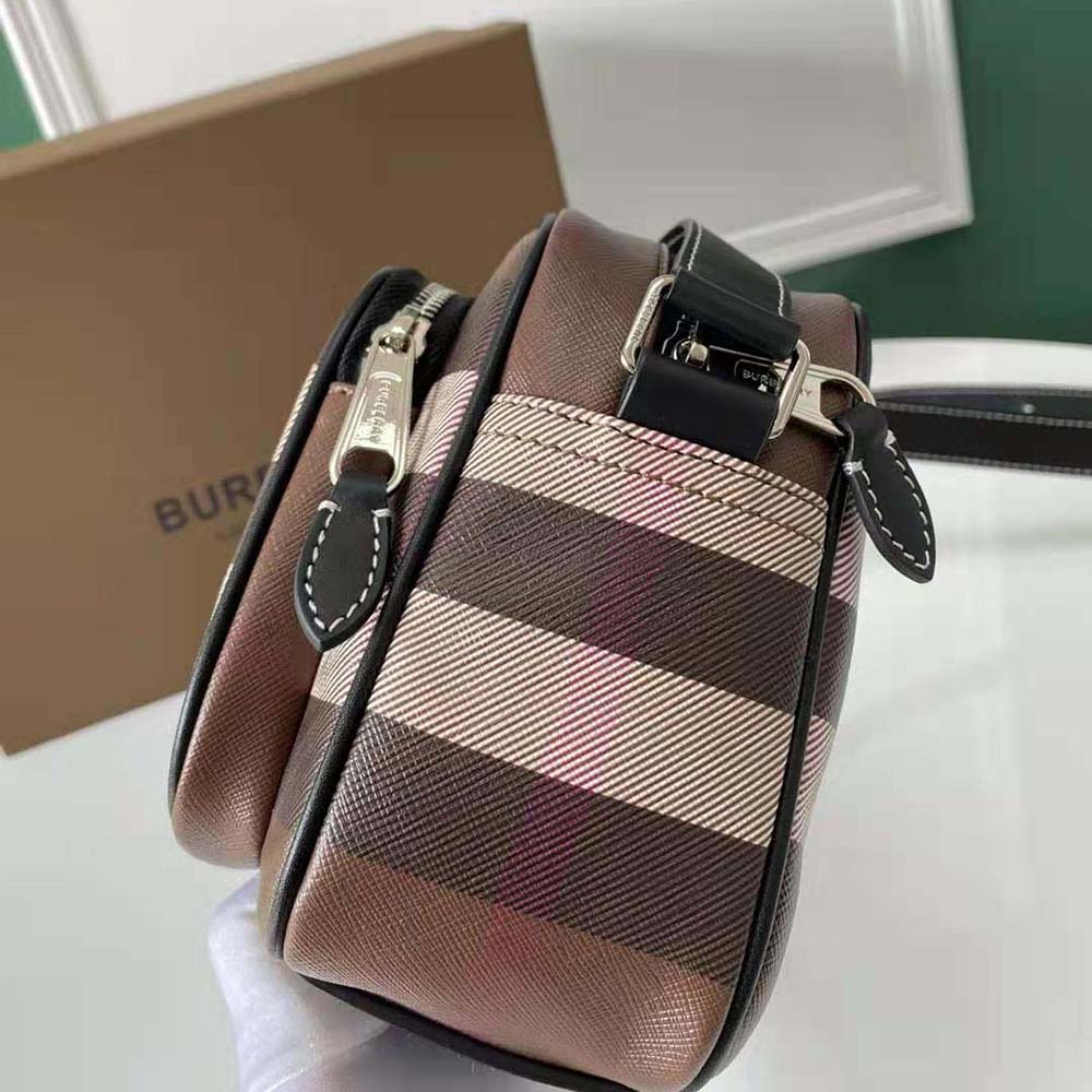 Burberry Men Check Crossbody Bag in Calf Leather-Brown - image 5