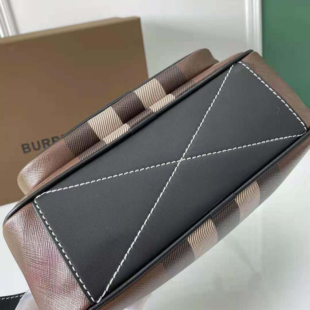 Burberry Men Check Crossbody Bag in Calf Leather-Brown - image 7