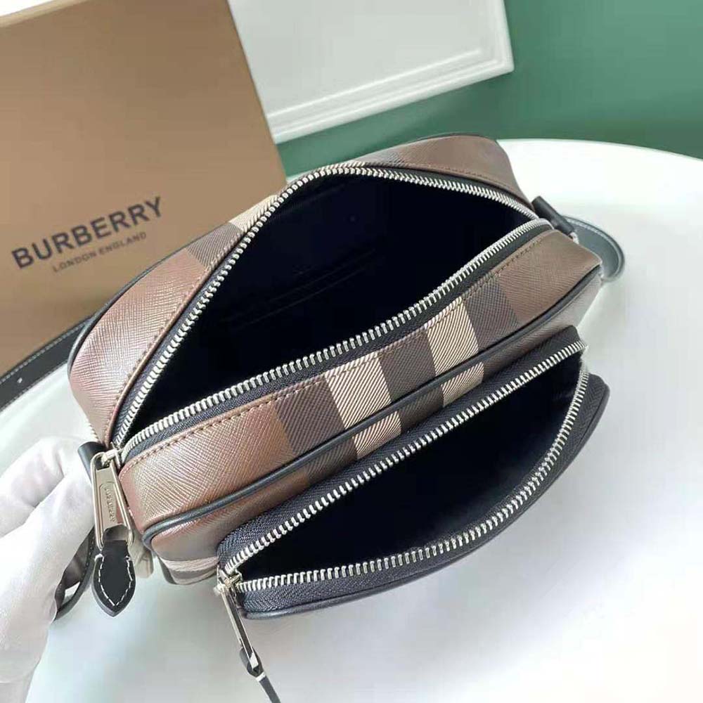 Burberry Men Check Crossbody Bag in Calf Leather-Brown - image 6