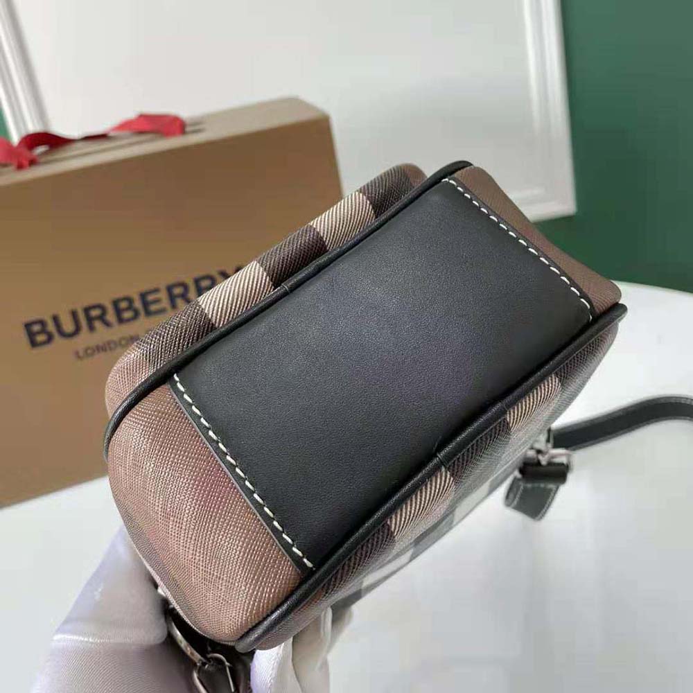 Burberry Men Check and Leather Crossbody Bag-Brown - image 6