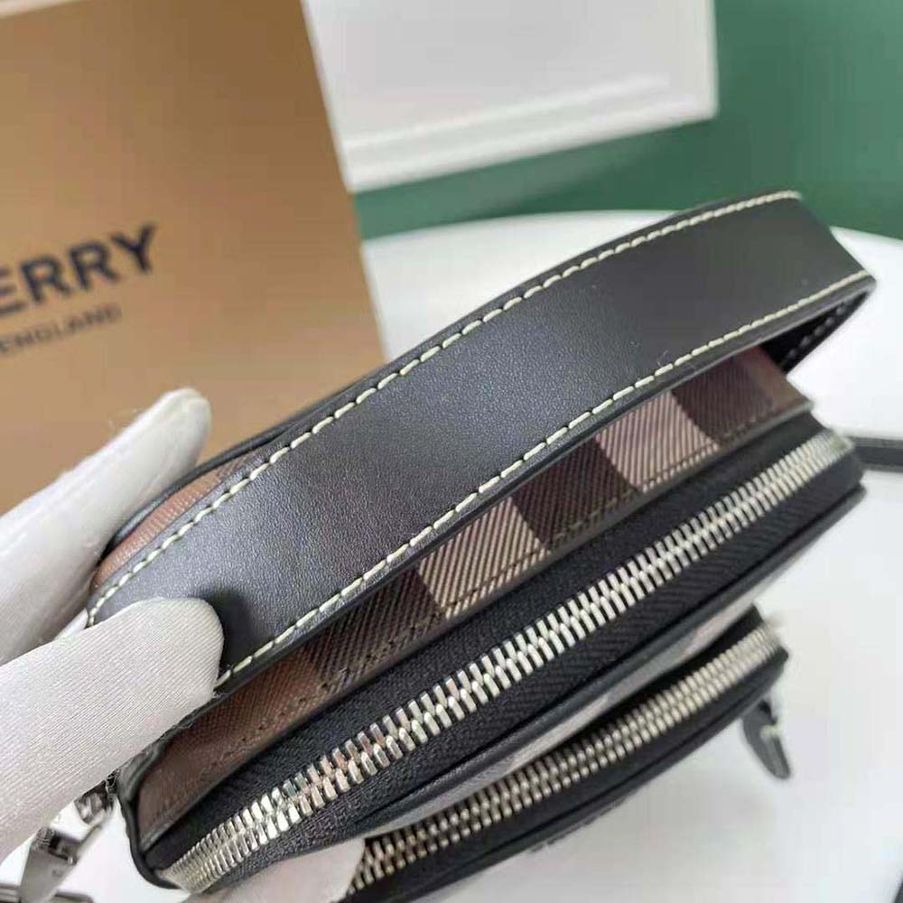 Burberry Men Check and Leather Crossbody Bag-Brown - image 7