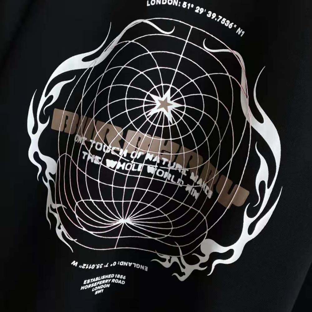 Burberry Men Globe Graphic Cotton Sweatshirt-Black - image 7
