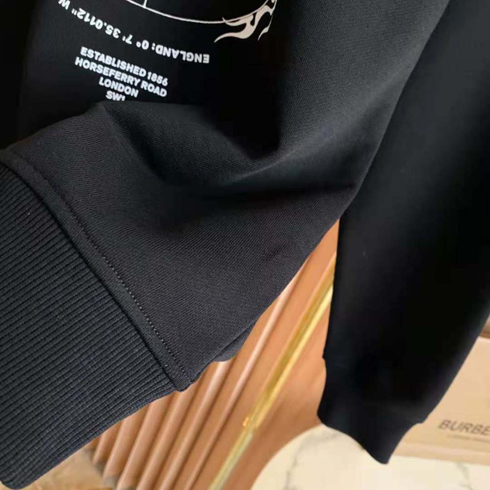 Burberry Men Globe Graphic Cotton Sweatshirt-Black - image 5