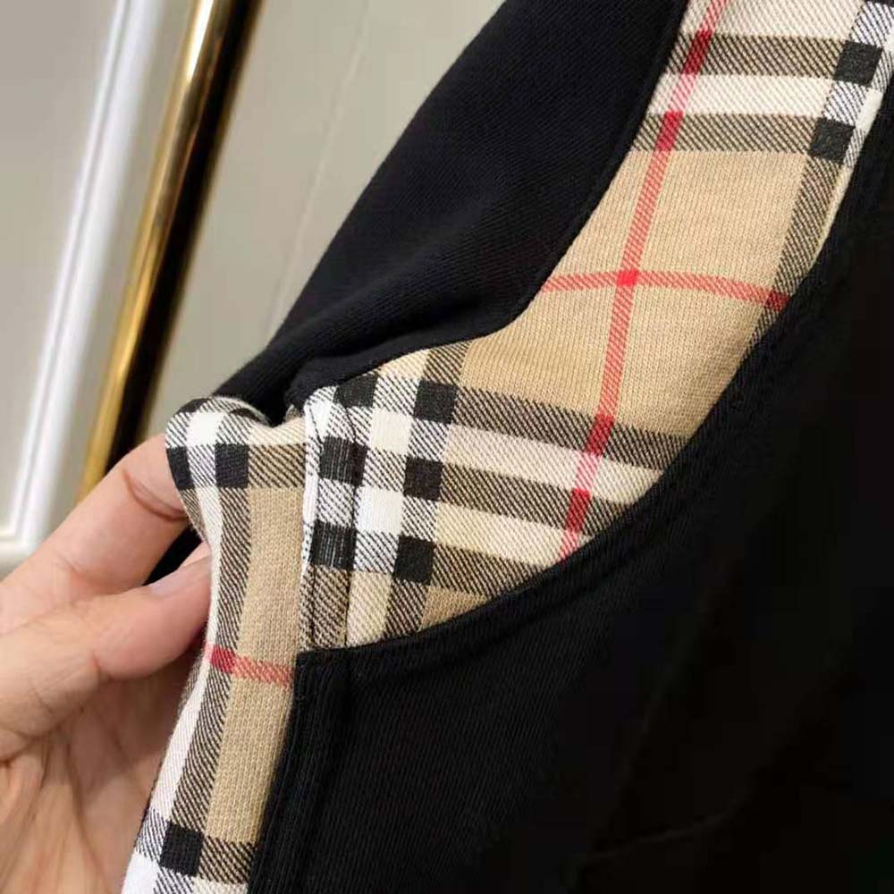 Burberry Women Vintage Check Panel Cotton Hoodie-Black - image 9