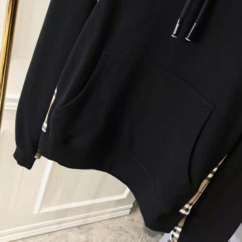 Burberry Women Vintage Check Panel Cotton Hoodie-Black - image 8