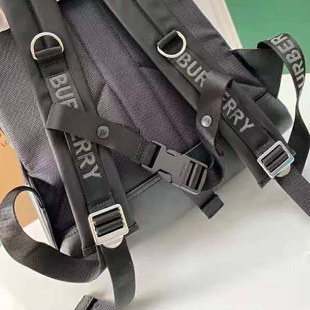 Burberry Women Large Logo Print Nylon and Leather Backpack-Black - image 7