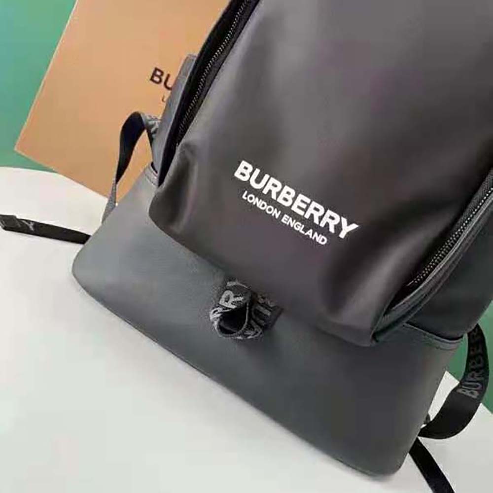 Burberry Women Large Logo Print Nylon and Leather Backpack-Black - image 6