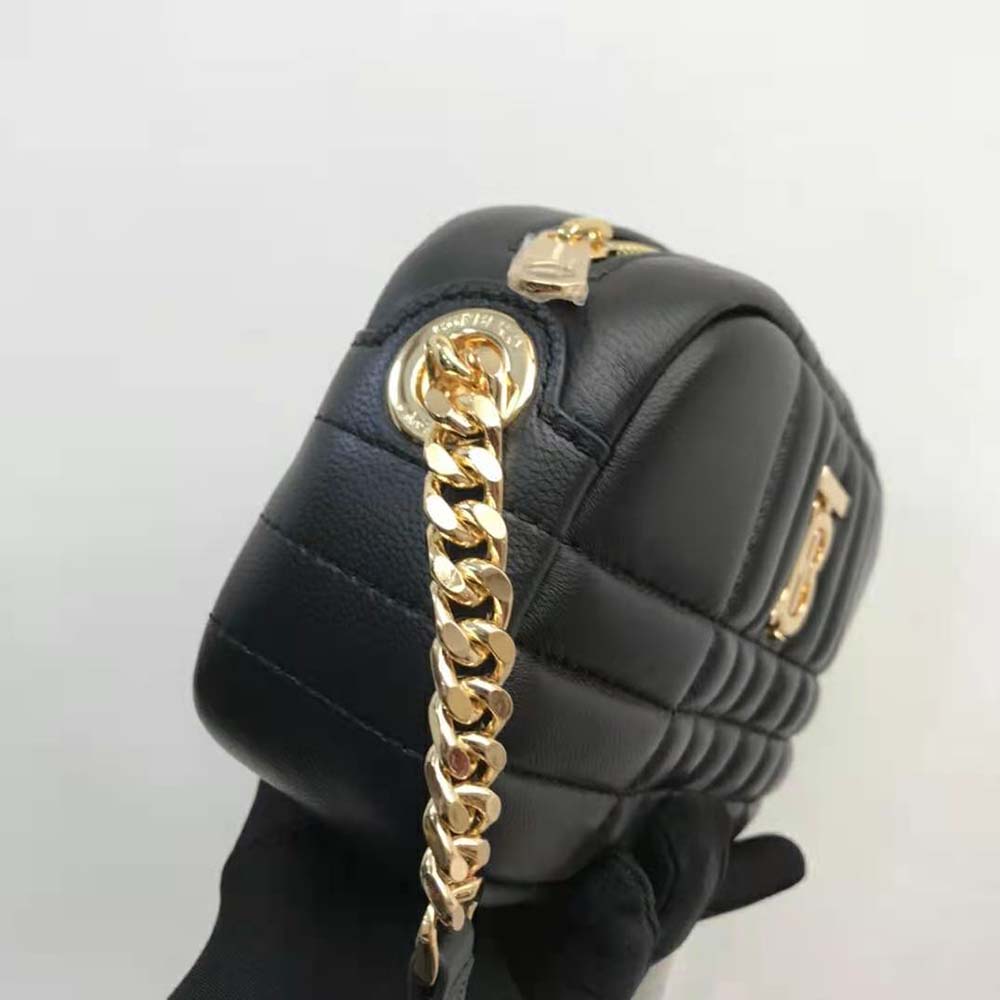 Burberry Women Mini Quilted Lambskin Lola Camera Bag-Black - image 7