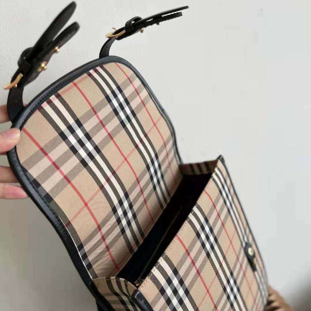 Burberry Women Vintage Check Nylon Satchel-Brown - image 7