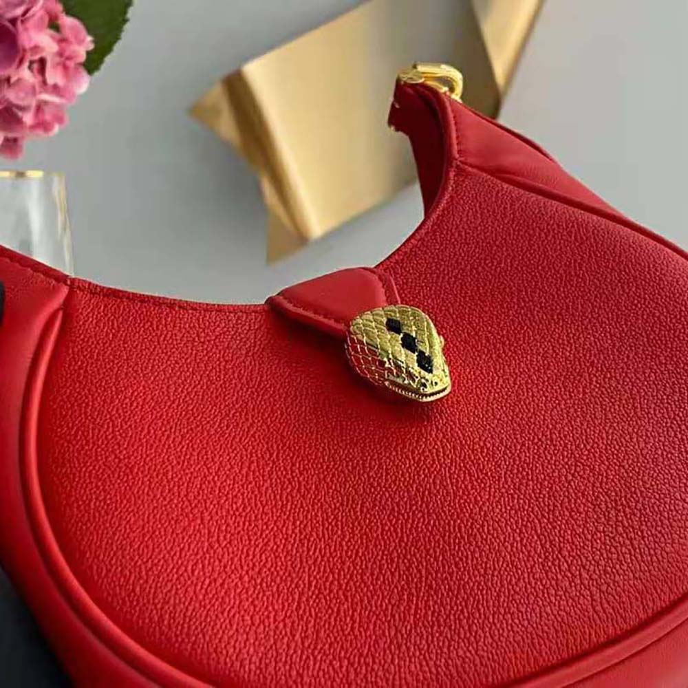 Bvlgari Women Serpenti Ellipse Crossbody Bag in Calf Leather-Red - image 10