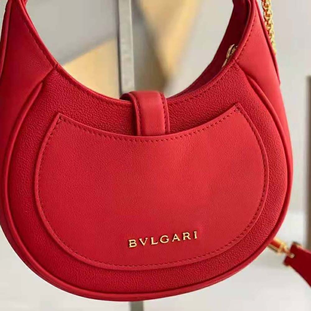 Bvlgari Women Serpenti Ellipse Crossbody Bag in Calf Leather-Red - image 8